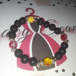 Resin Amber Chakra & Lava bead Bracelet